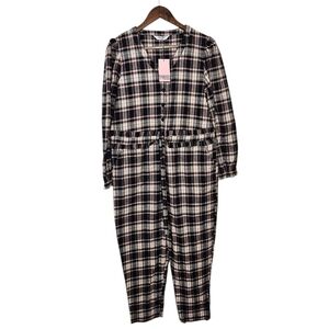Smash + Tess NWT Remy Henley Romper Black Plaid Sz M